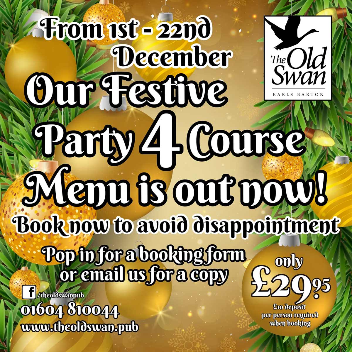 festive party 4 course menu