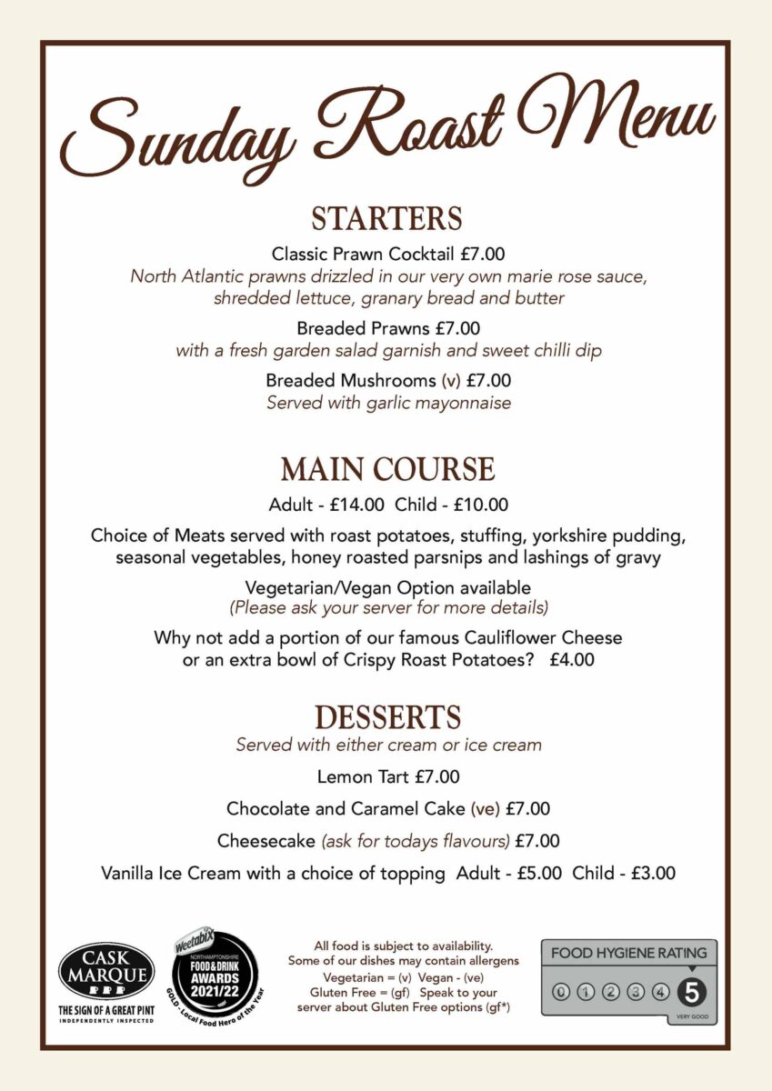 Sunday roast at The Old Swan