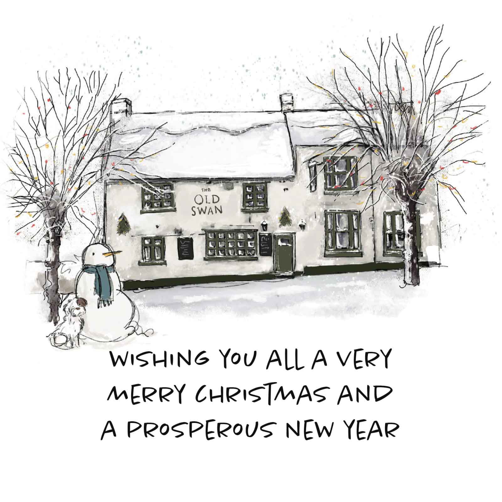 swan-xmas-card-2023 Merry Christmas from The Old Swan Earls Barton